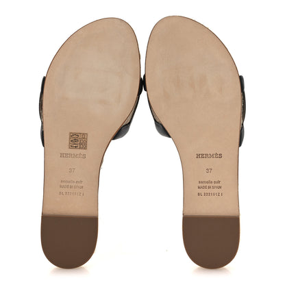 Hermes Nappa Famosa Espadrille Sandals 37 Black 7 of 11