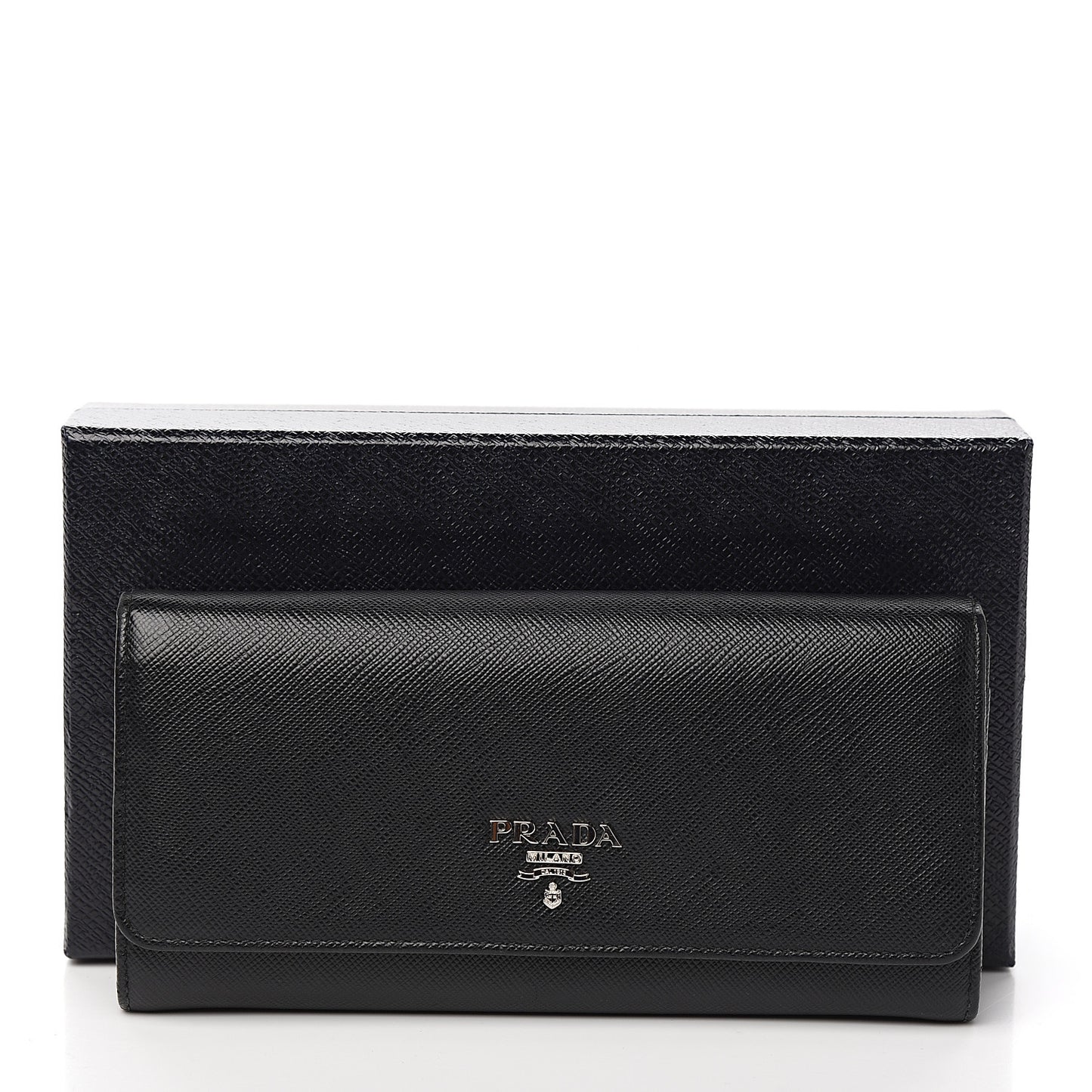 Saffiano Continental Flap Wallet Black