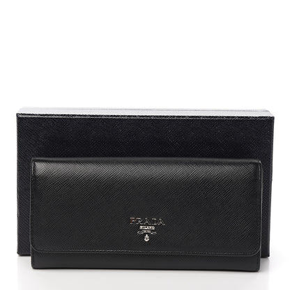 Prada Saffiano Continental Flap Wallet Black 7 of 7