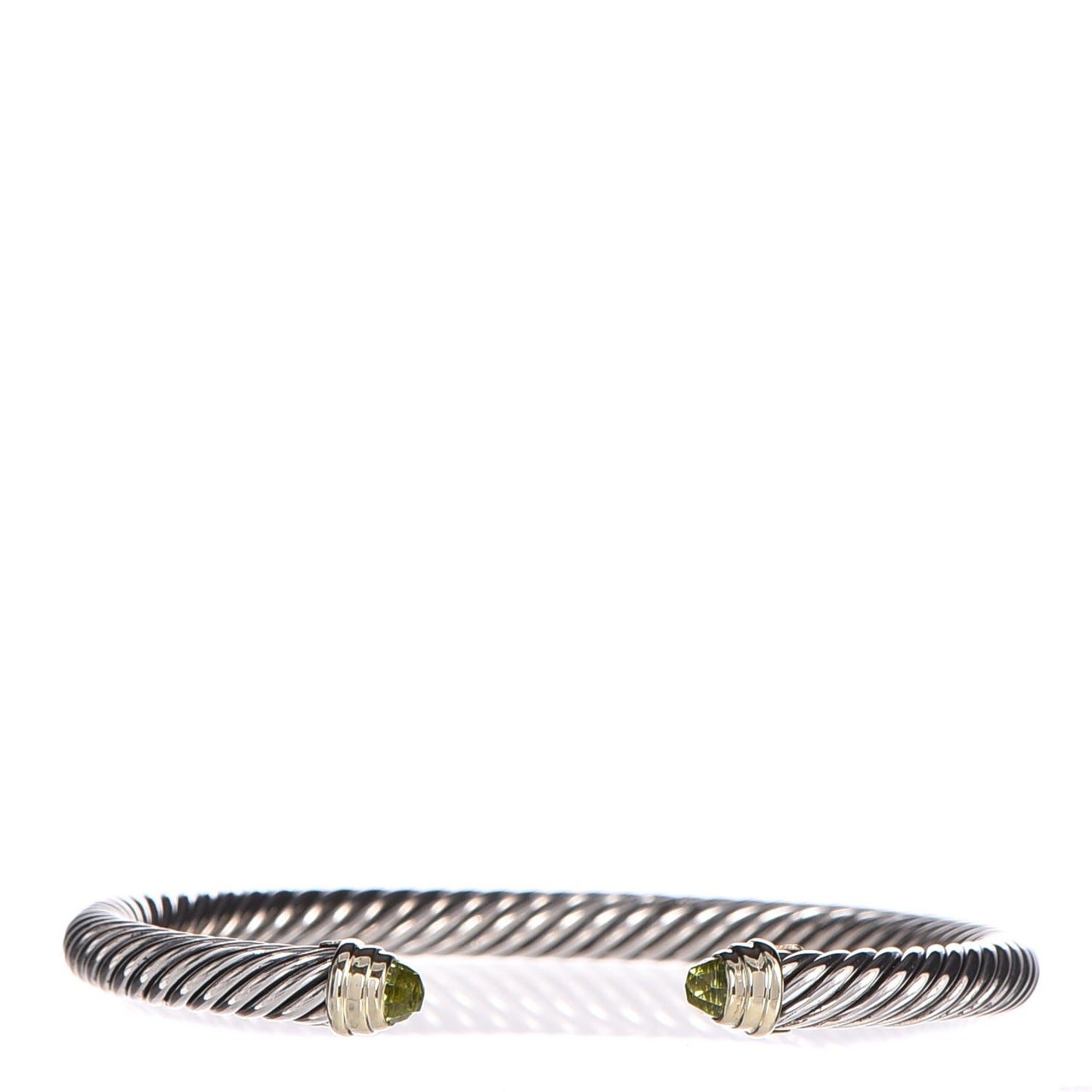 Sterling Silver 14K Yellow Gold Peridot 5mm Cable Classics Petite Color Bracelet