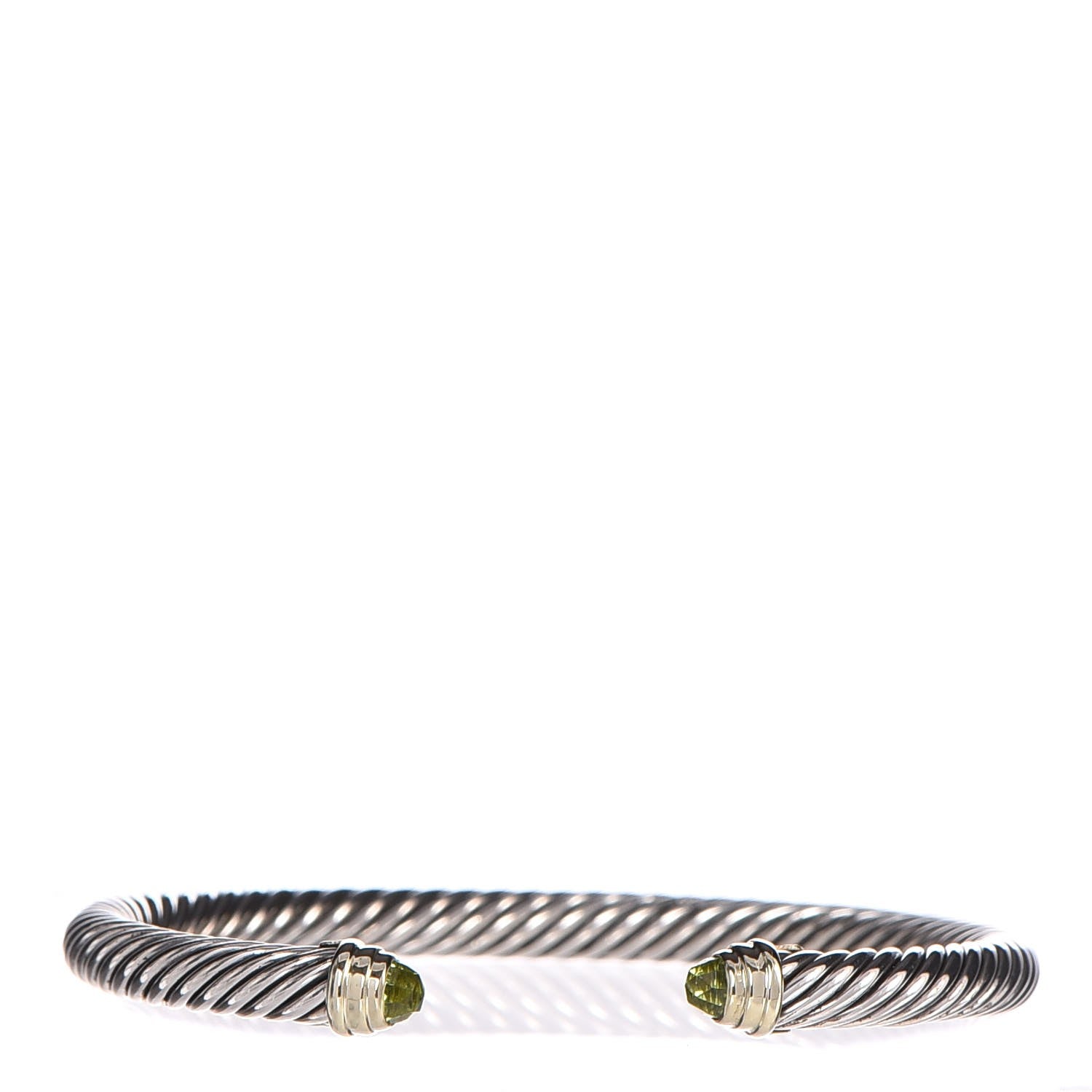 David Yurman Sterling Silver 14K Yellow Gold Peridot 5mm Cable Classics Petite Color Bracelet 1 of 5