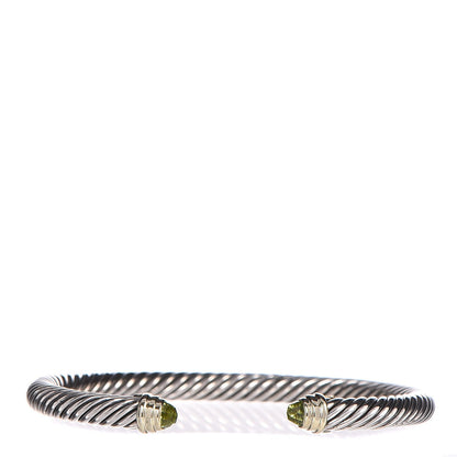 David Yurman Sterling Silver 14K Yellow Gold Peridot 5mm Cable Classics Petite Color Bracelet 1 of 5