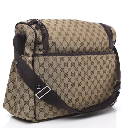 Gucci Monogram Natural Pigskin Large Diaper Bag Beige Ebony Cocoa Dark Chocolate 2 of 10