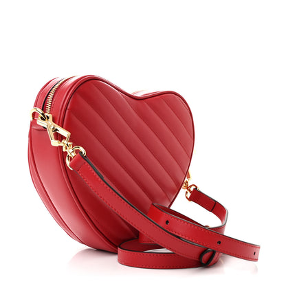 Gucci Calfskin Matelasse Diagonal Mini Interlocking G Heart Shoulder Bag Hibiscus Red 3 of 10