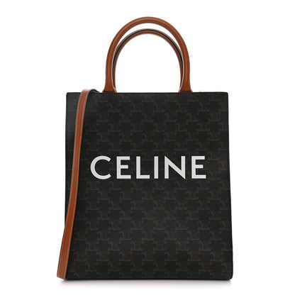 Celine Triomphe Canvas Calfskin Small Vertical Cabas Tan 1 of 10