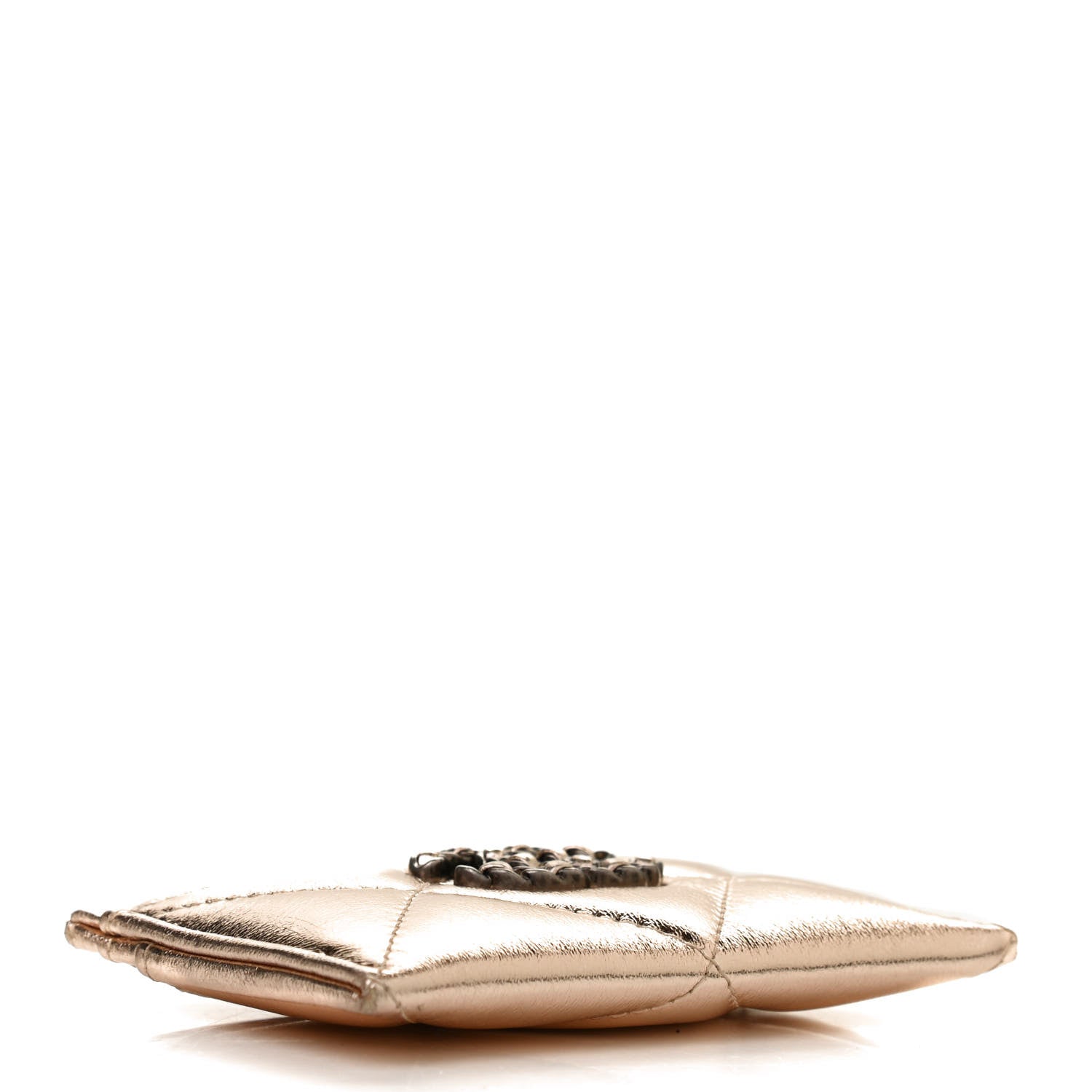 Chanel Metallic Lambskin Quilted Chanel 19 Card Holder Gold 4 of 9