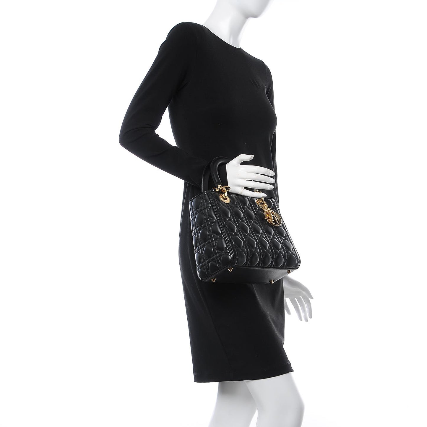 Lambskin Cannage Medium Lady Dior Black