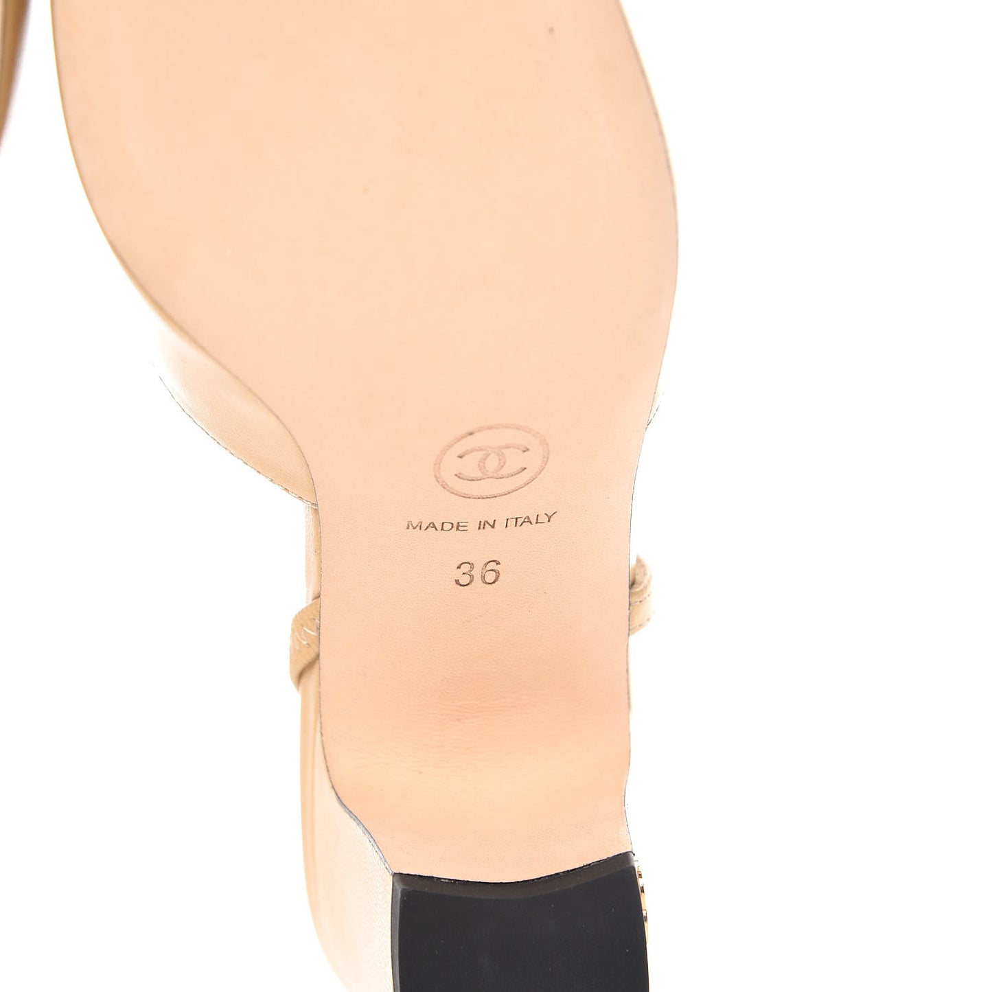 Goatskin Grosgrain Cap Toe CC Slingback Pumps 36 Beige Black