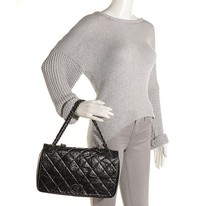 Chanel Aged Calfskin Quilted Medium Pondichery Flap Black 2 of 7