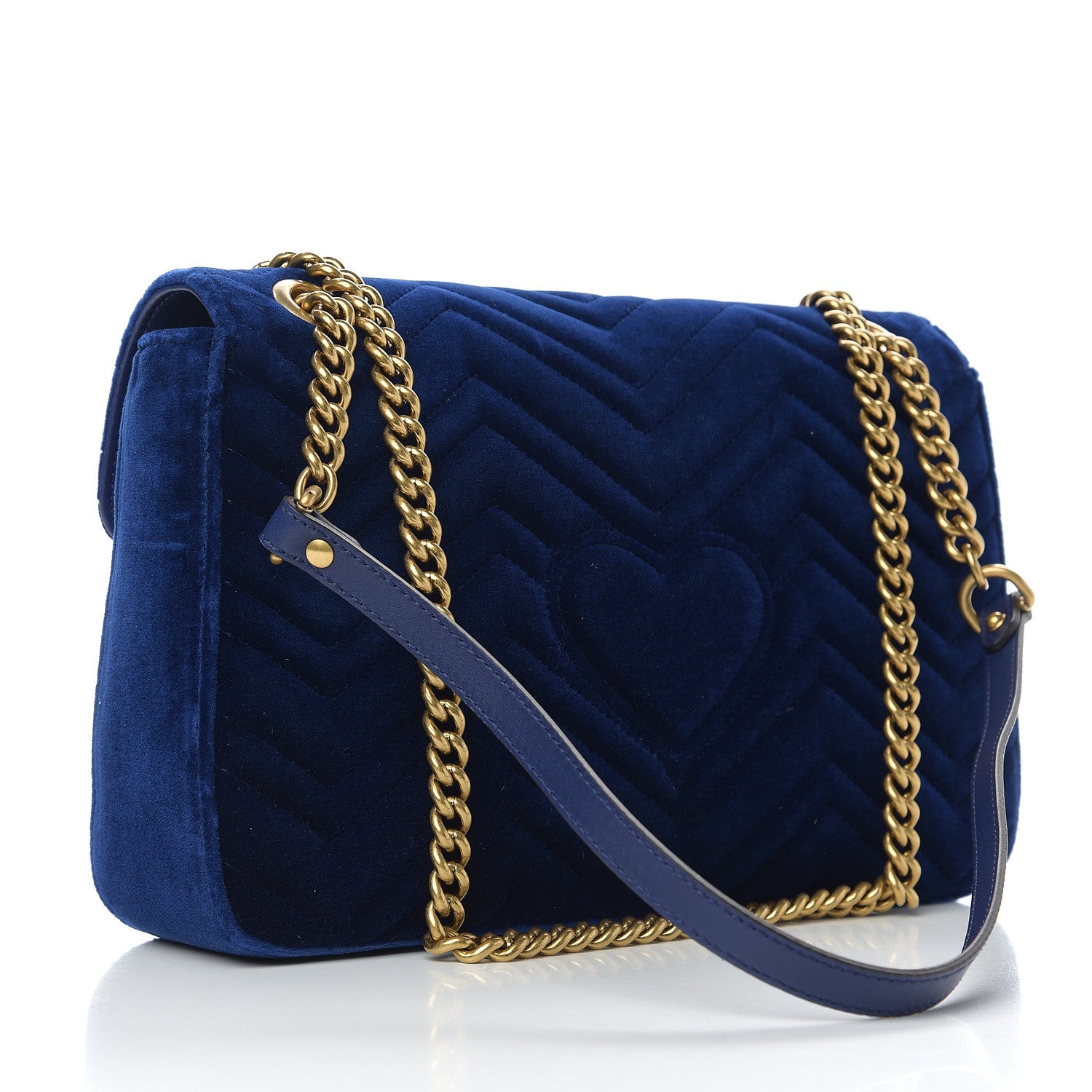 Gucci Velvet Matelasse Medium GG Marmont Shoulder Bag Cobalt Blue 2 of 9