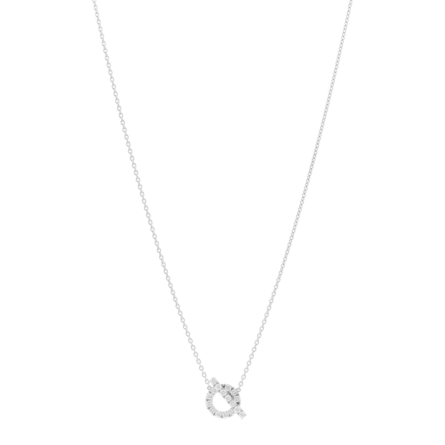 Hermes 18K White Gold Diamond Finesse Pendant Necklace 1 of 5