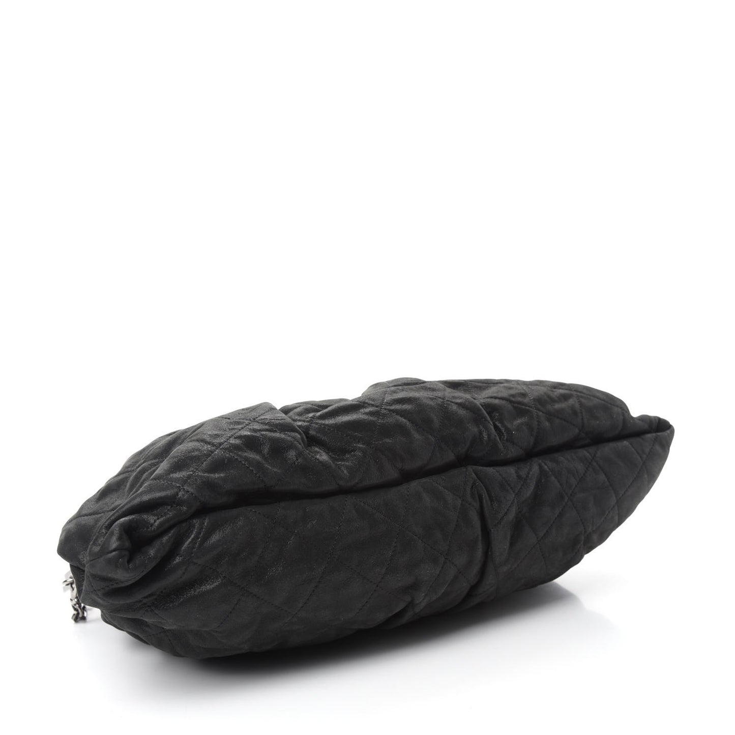 Iridescent Calfskin Chic Quilt Frame Tote Black