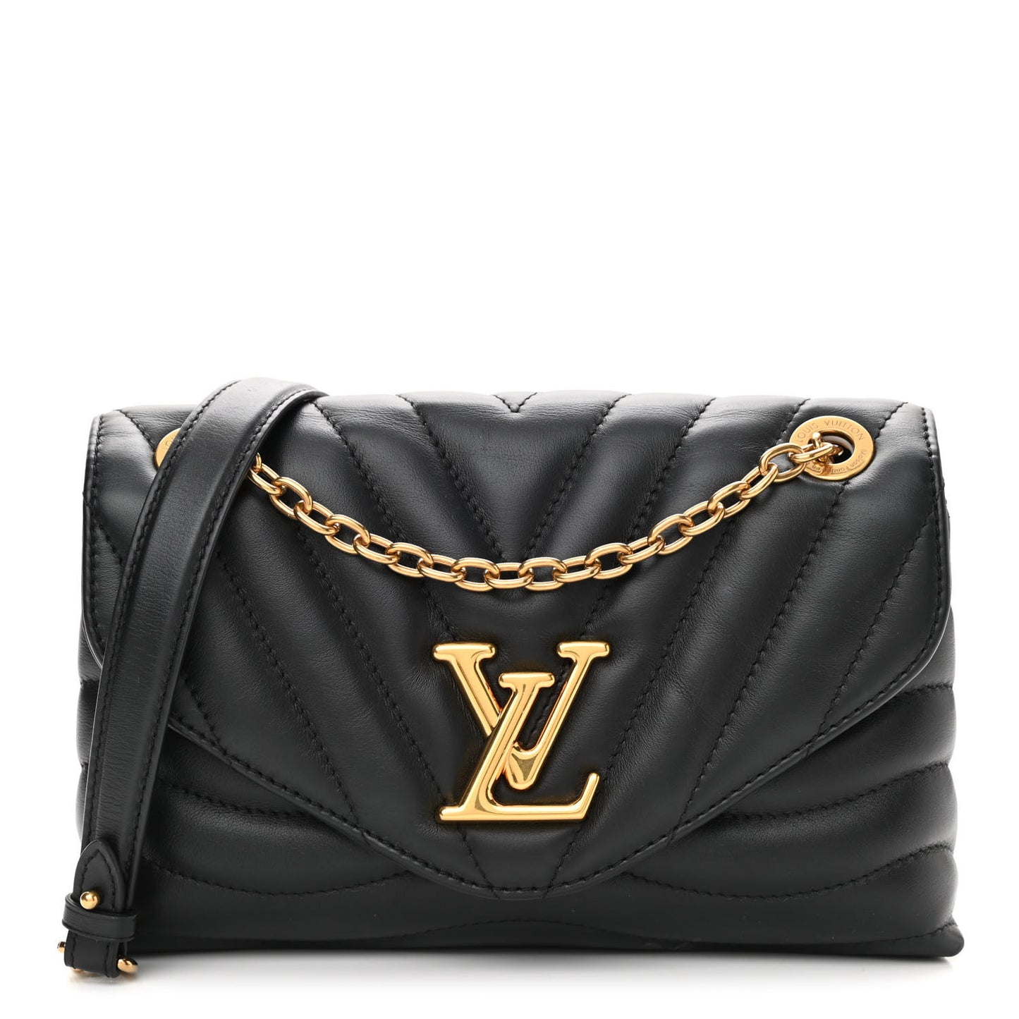 Calfskin LV New Wave Chain Bag Black