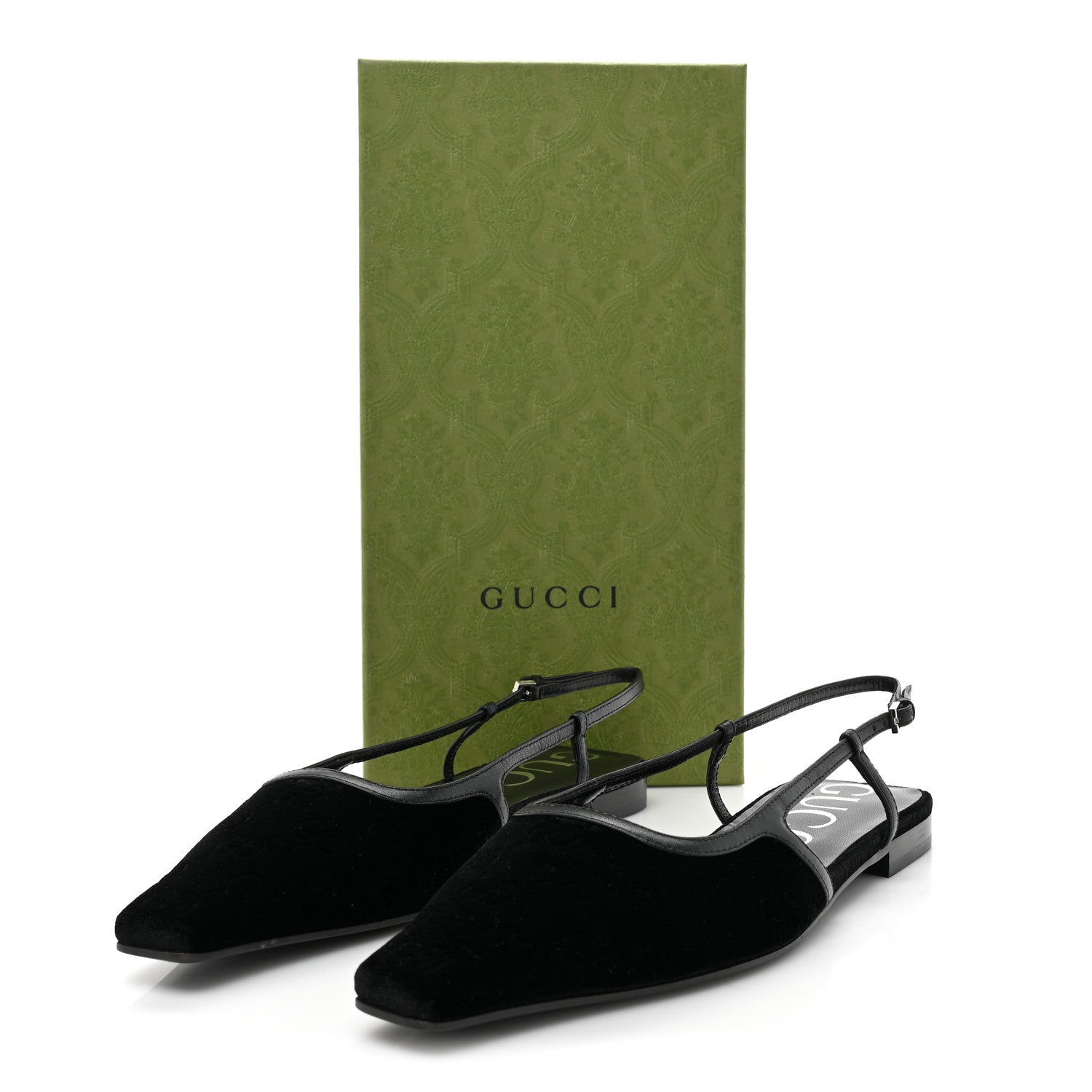 Gucci Velvet GG Monogram Slingback Ballet Flats 39.5 Black 8 of 8