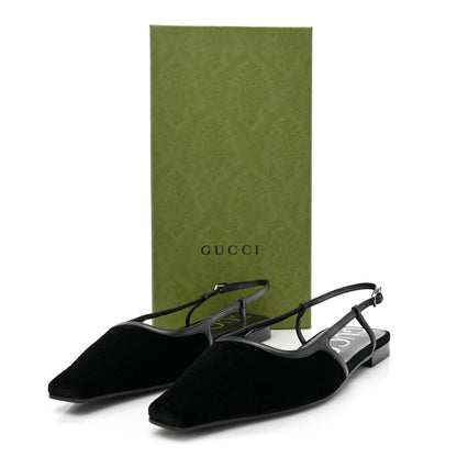 Gucci Velvet GG Monogram Slingback Ballet Flats 39.5 Black 8 of 8