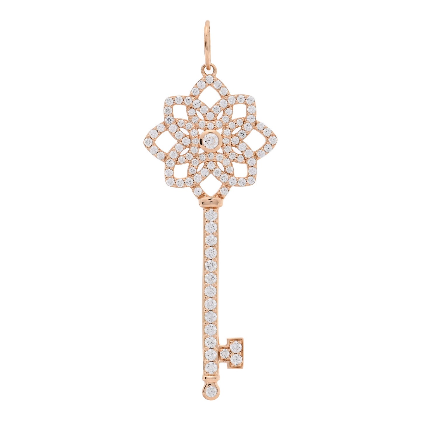 18K Rose Gold Diamond Medium Woven Key Pendant