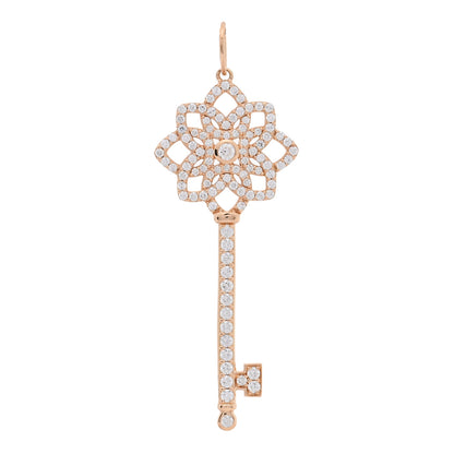 Tiffany 18K Rose Gold Diamond Medium Woven Key Pendant 1 of 4
