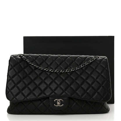 Chanel Grained Calfskin Quilted Small XXL Travel Flap Bag Black 11 of 11
