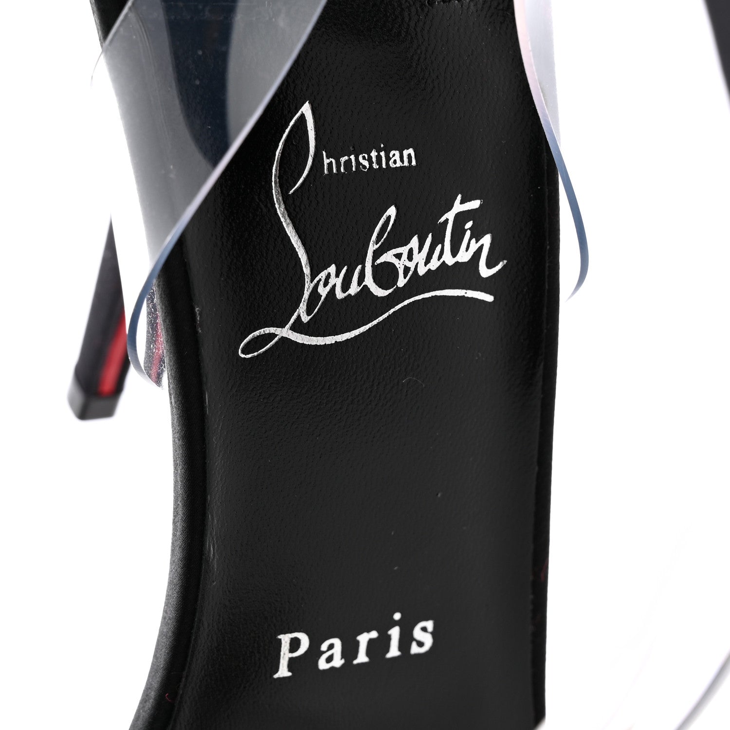 Christian Louboutin Satin Crystal PVC Astrinodo 100 Sandals 38.5 Black 7 of 17