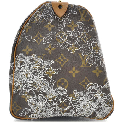 Louis Vuitton Monogram Dentelle Speedy 30 Silver 4 of 9