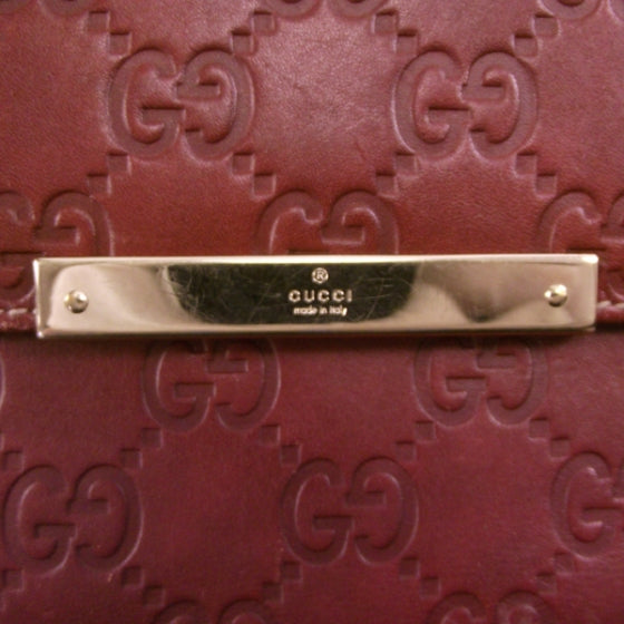 Gucci Guccissima Metal Bar French Flap Wallet Dark Red 9 of 9