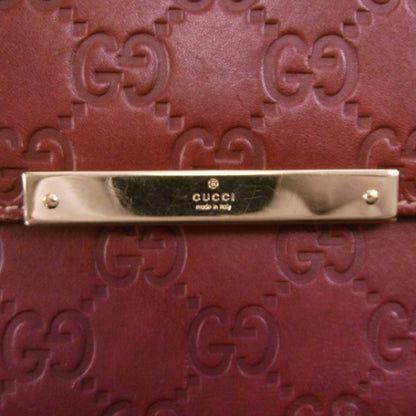 Gucci Guccissima Metal Bar French Flap Wallet Dark Red 9 of 9