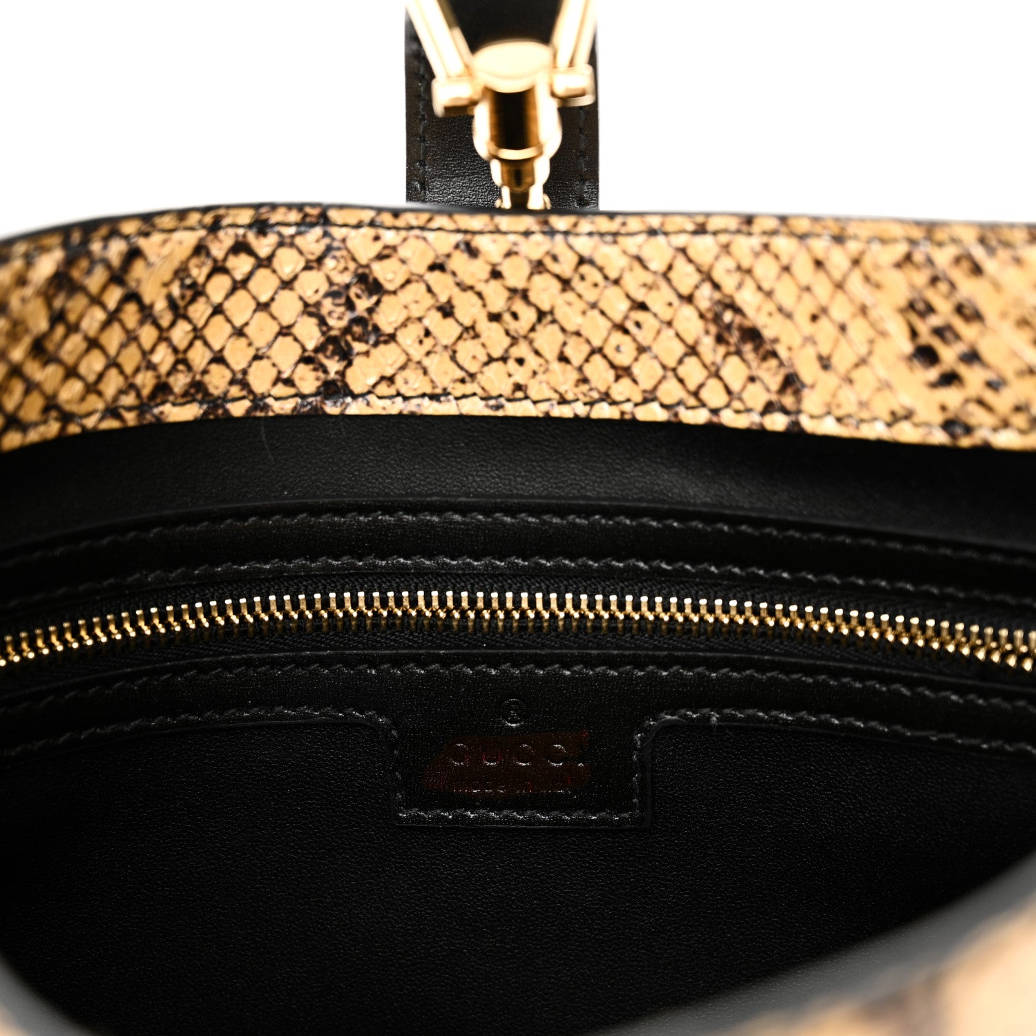 Gucci Snakeskin Calfskin Small Jackie 1961 Hobo Beige Black 6 of 10