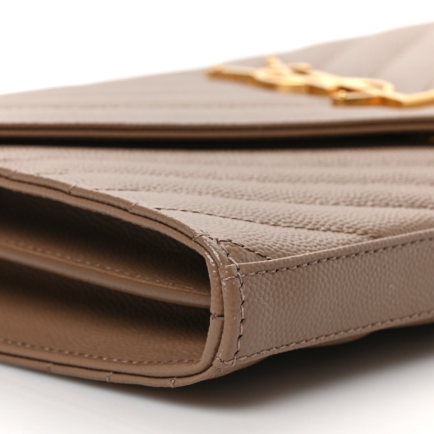 Grain De Poudre Matelasse Chevron Monogram Chain Wallet Taupe