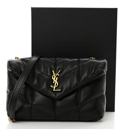 Saint Laurent Lambskin Quilted Toy Loulou Puffer Monogram Chain Satchel Black 11 of 11