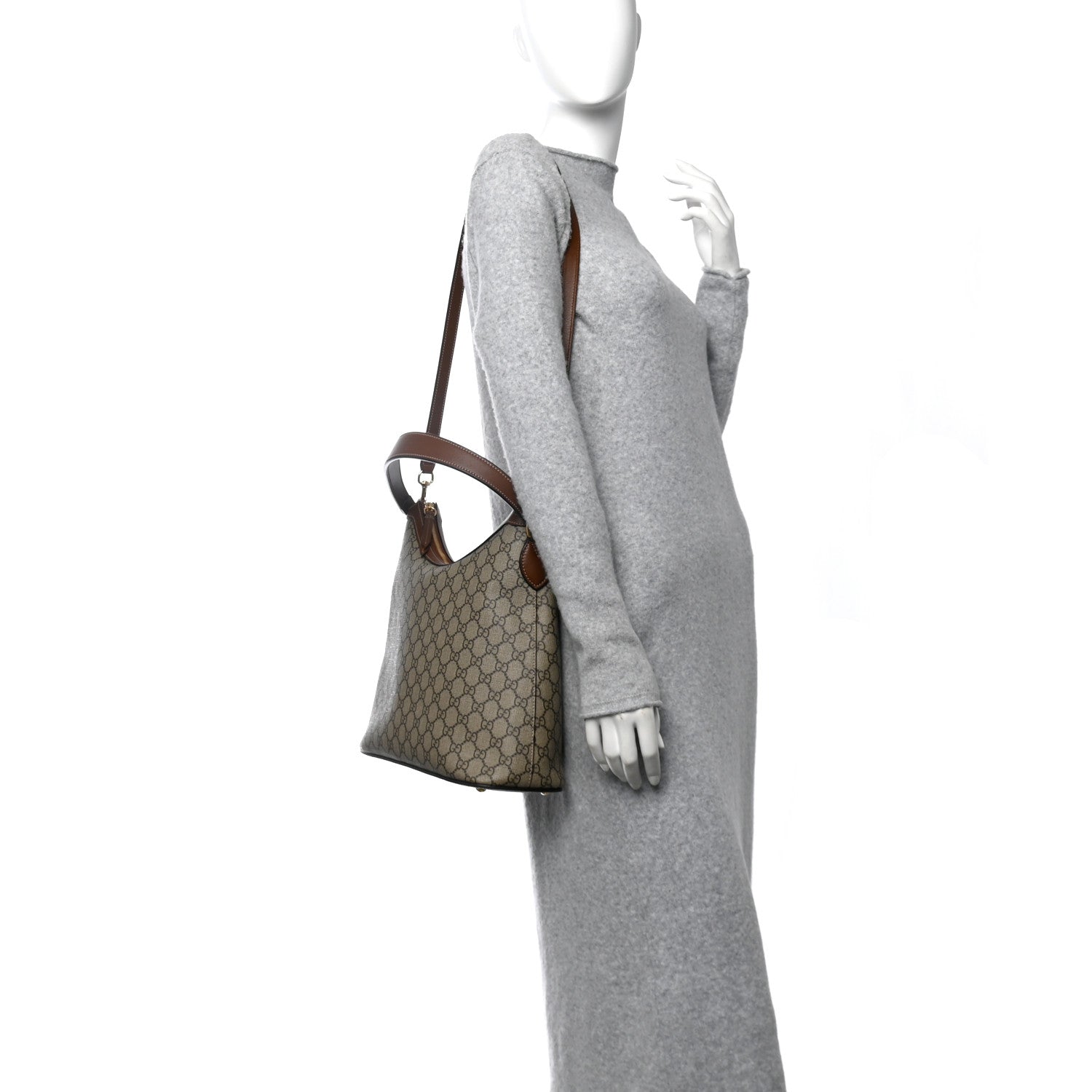 Gucci GG Supreme Monogram Linea A Hobo Brown 3 of 10