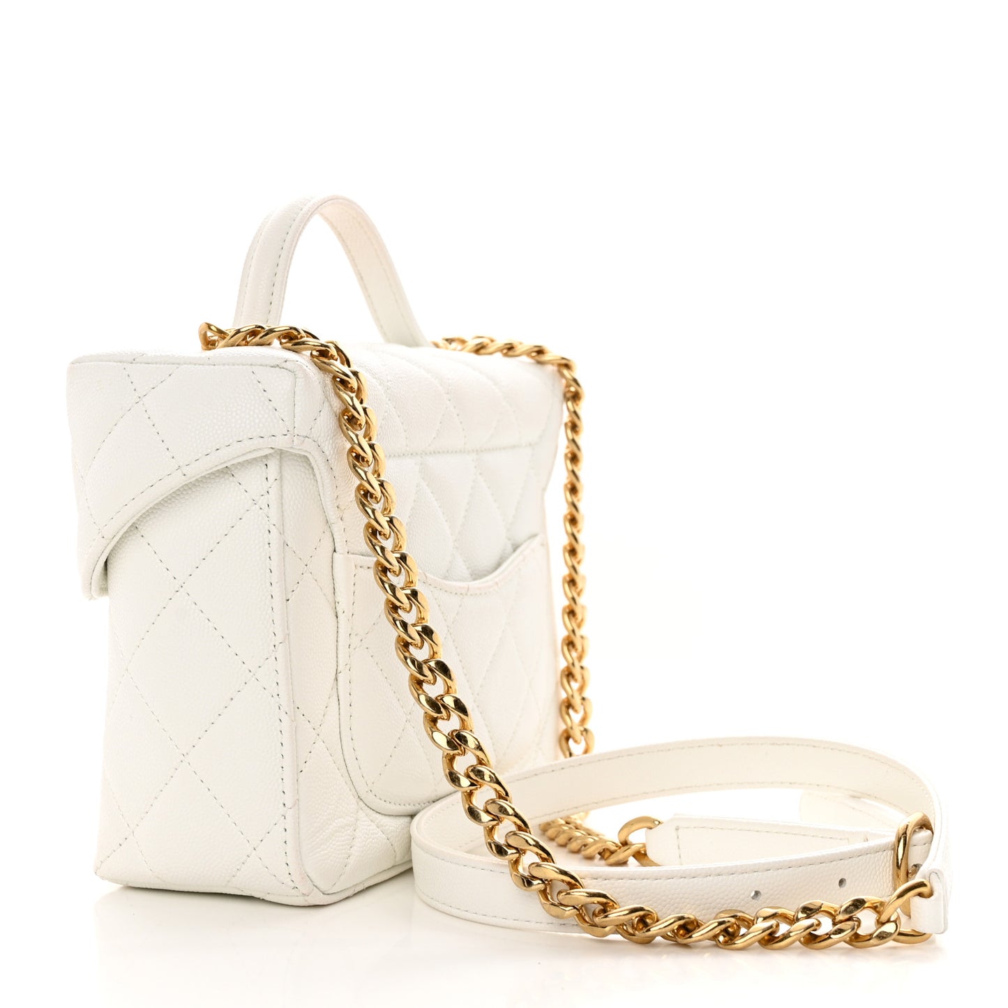 Caviar Quilted Handy Box Vanity Case White