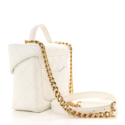 Chanel Caviar Quilted Handy Box Vanity Case White 3 of 13