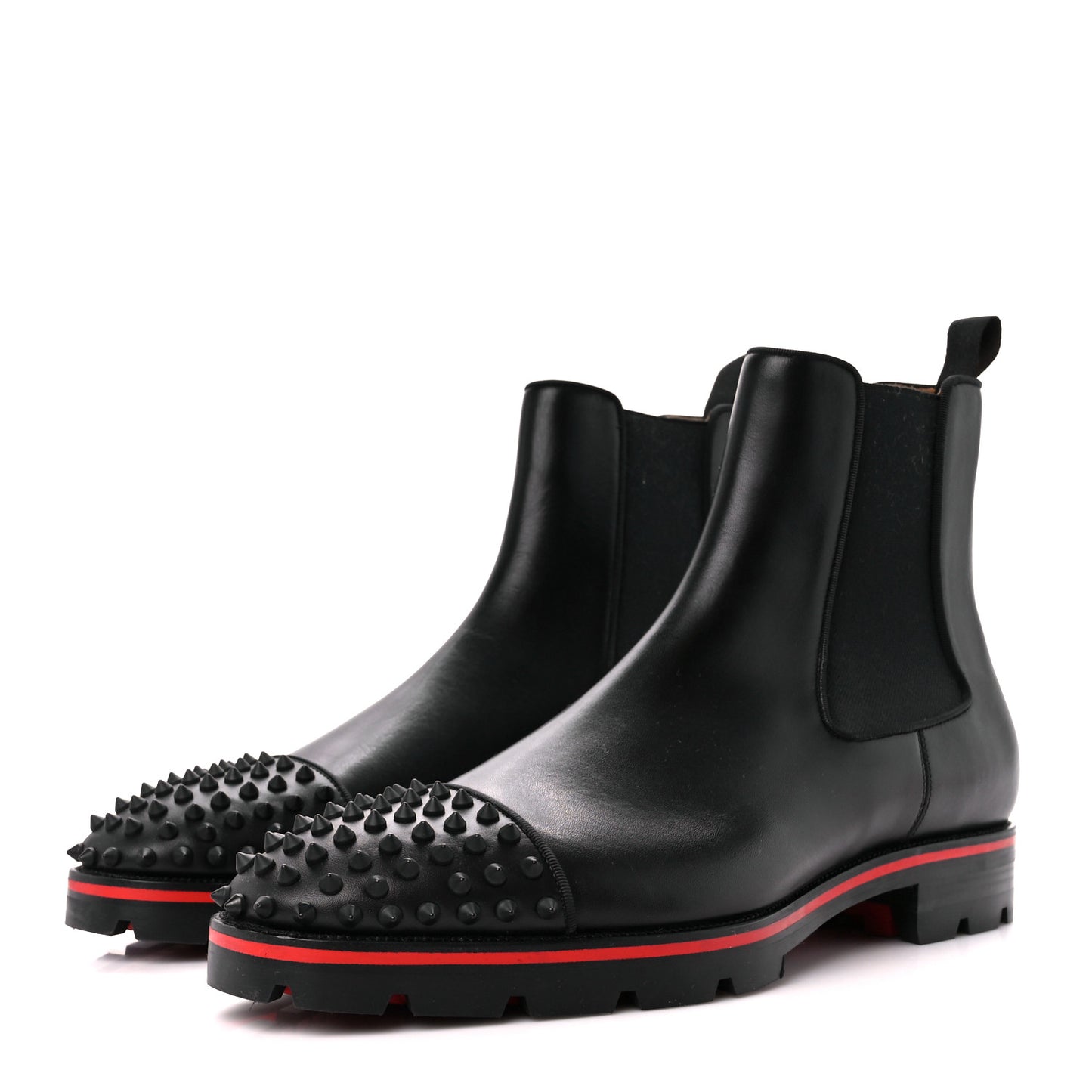 Calfskin Mens Melon Spikes Flat Chelsea Boots 46 Black
