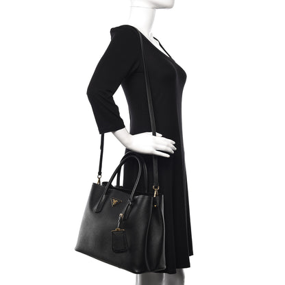 Prada Saffiano Cuir Medium Double Bag Black 2 of 18