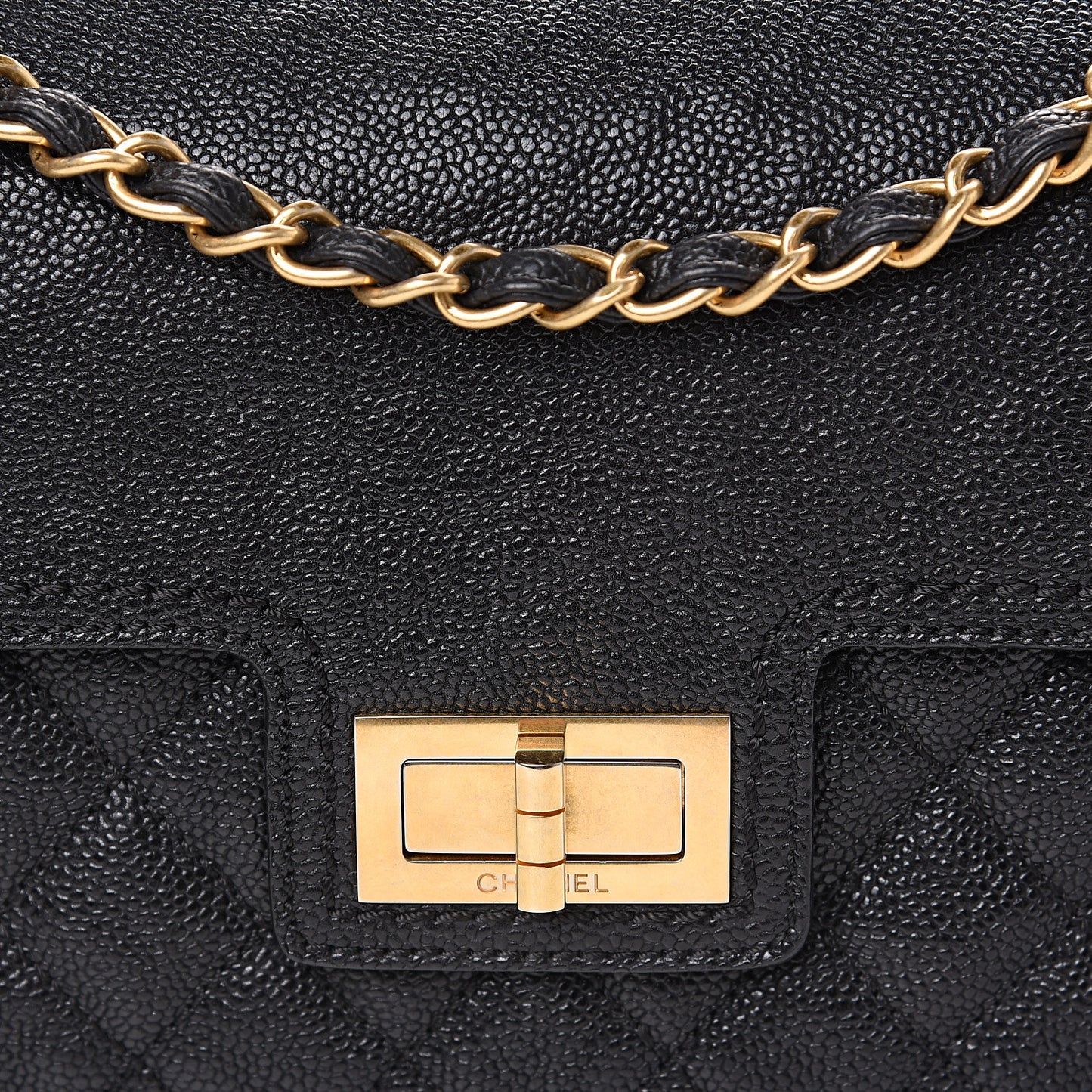 Caviar Quilted Medium Mademoiselle Flap Black