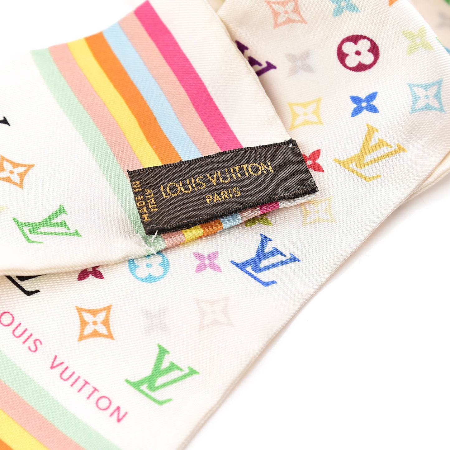 Silk Monogram Multicolor Bandeau White
