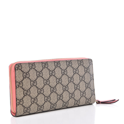 Gucci GG Supreme Monogram Embroidered Face Zip Around Wallet Pink 3 of 10