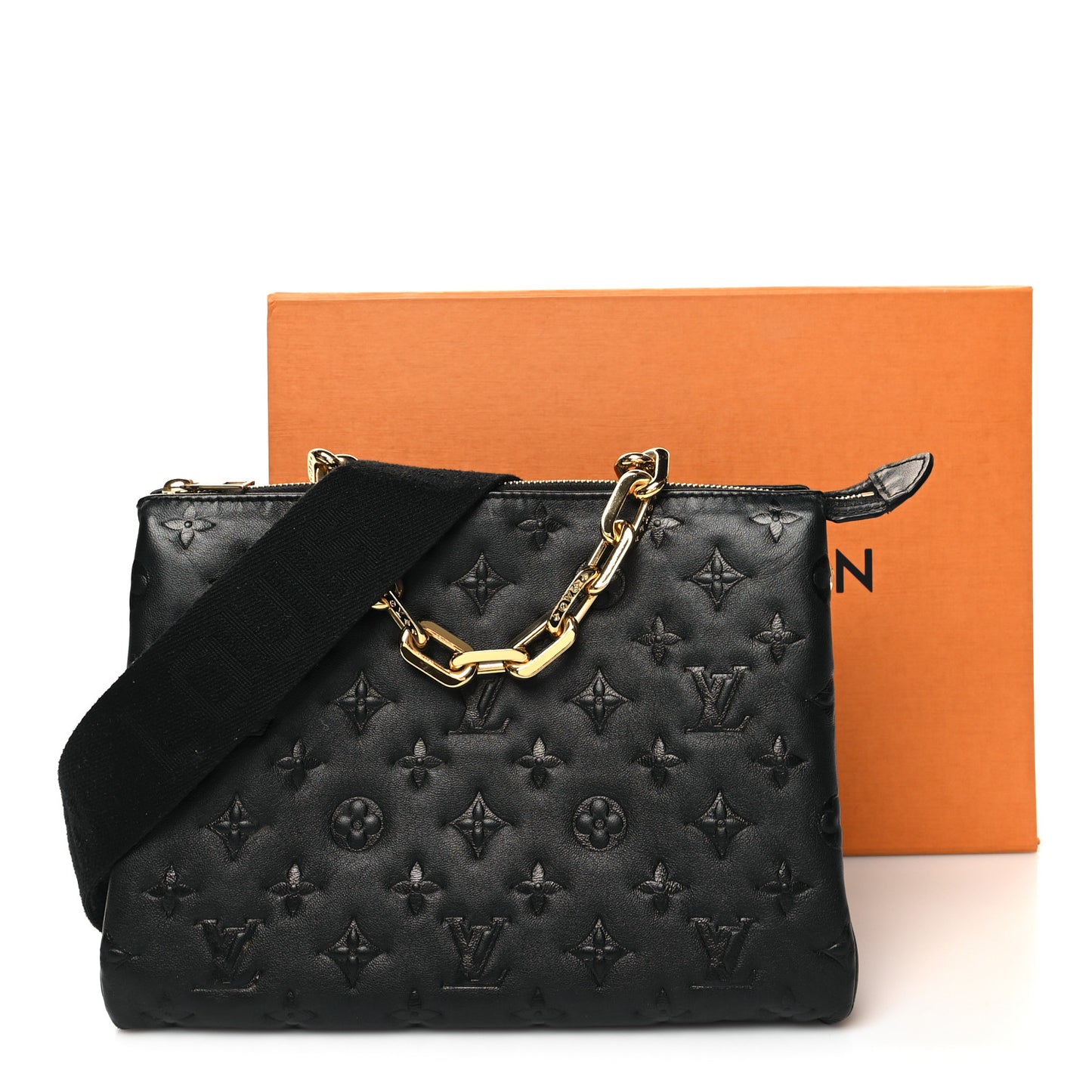 Lambskin Embossed Monogram Coussin PM Black