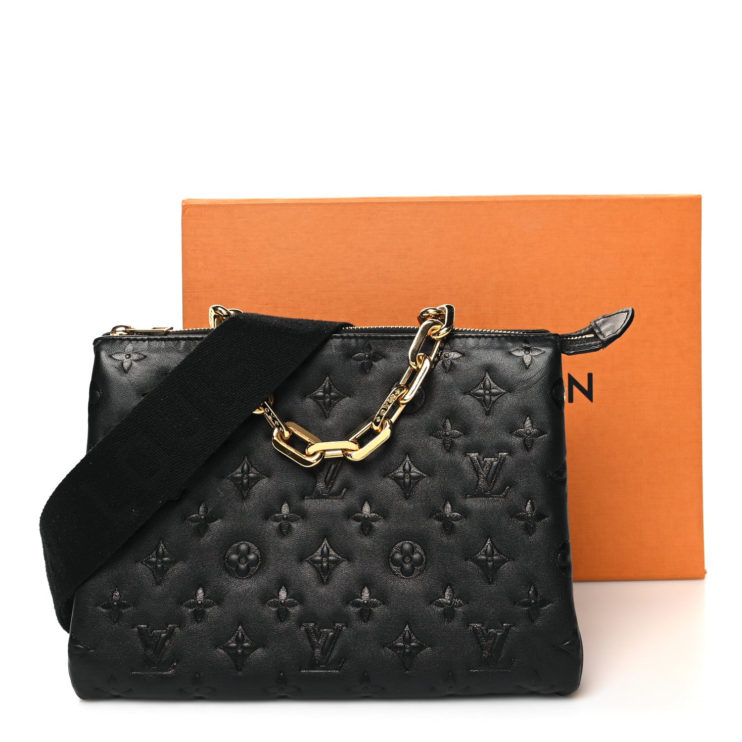 Louis Vuitton Lambskin Embossed Monogram Coussin PM Black 15 of 15
