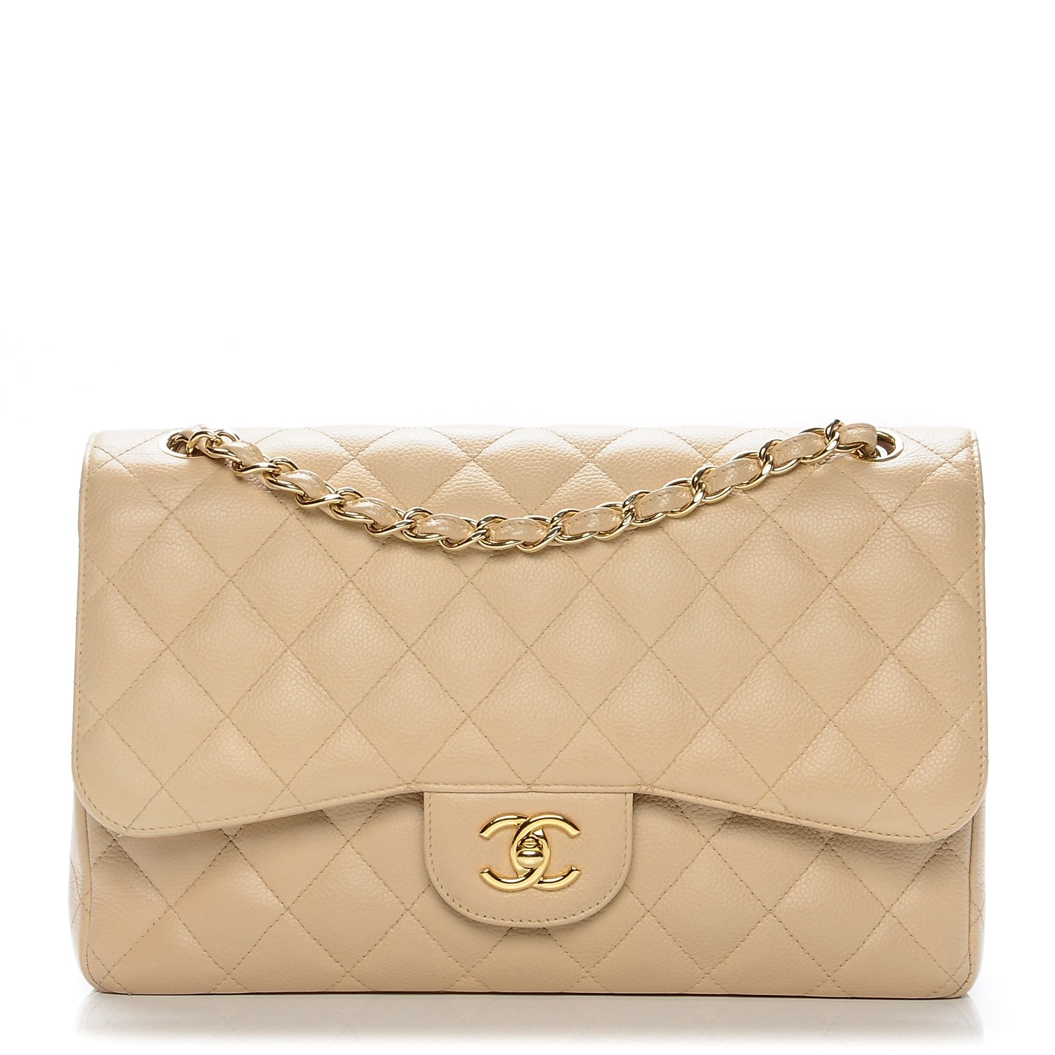 Chanel Caviar Quilted Jumbo Double Flap Beige 1 of 9