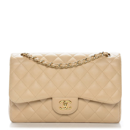 Chanel Caviar Quilted Jumbo Double Flap Beige 1 of 9