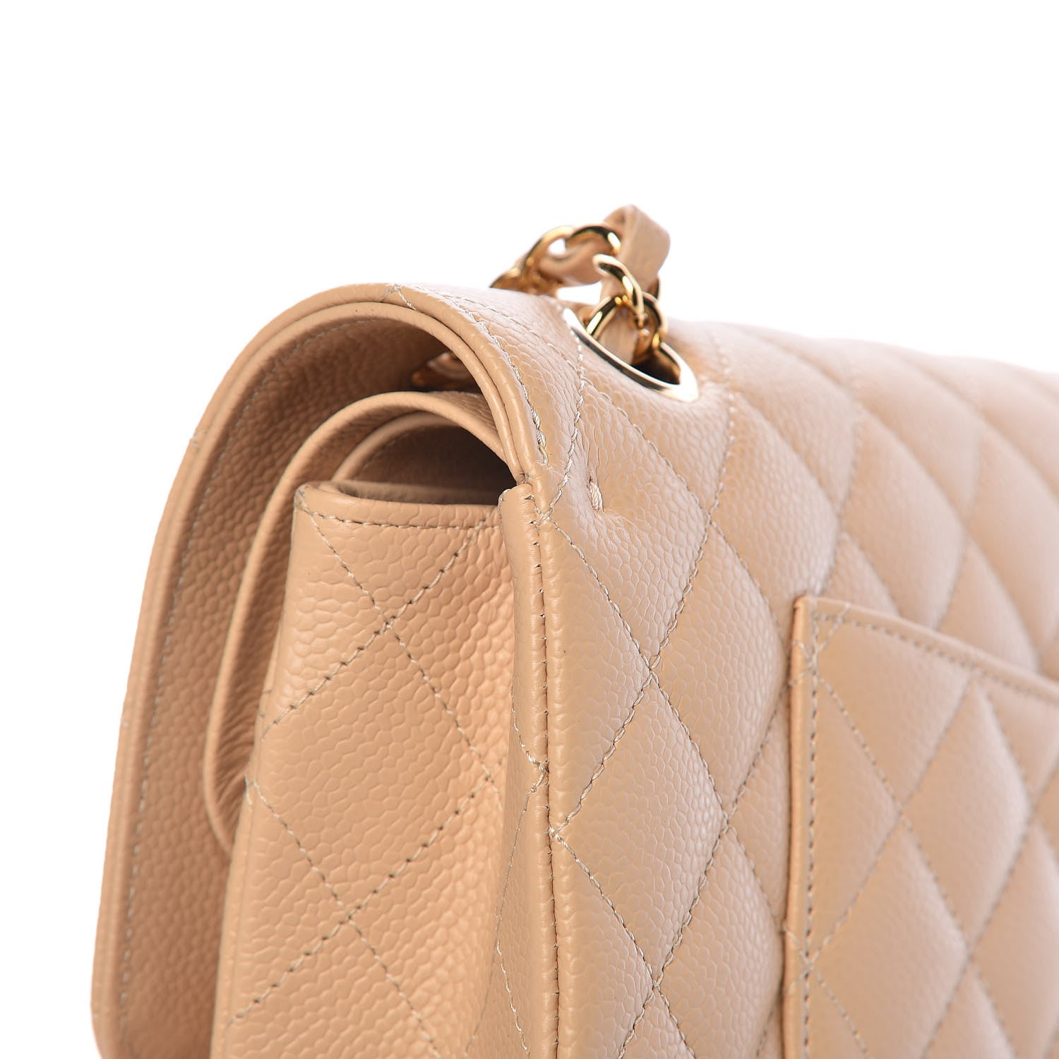 Chanel Caviar Quilted Medium Double Flap Beige 12 of 14