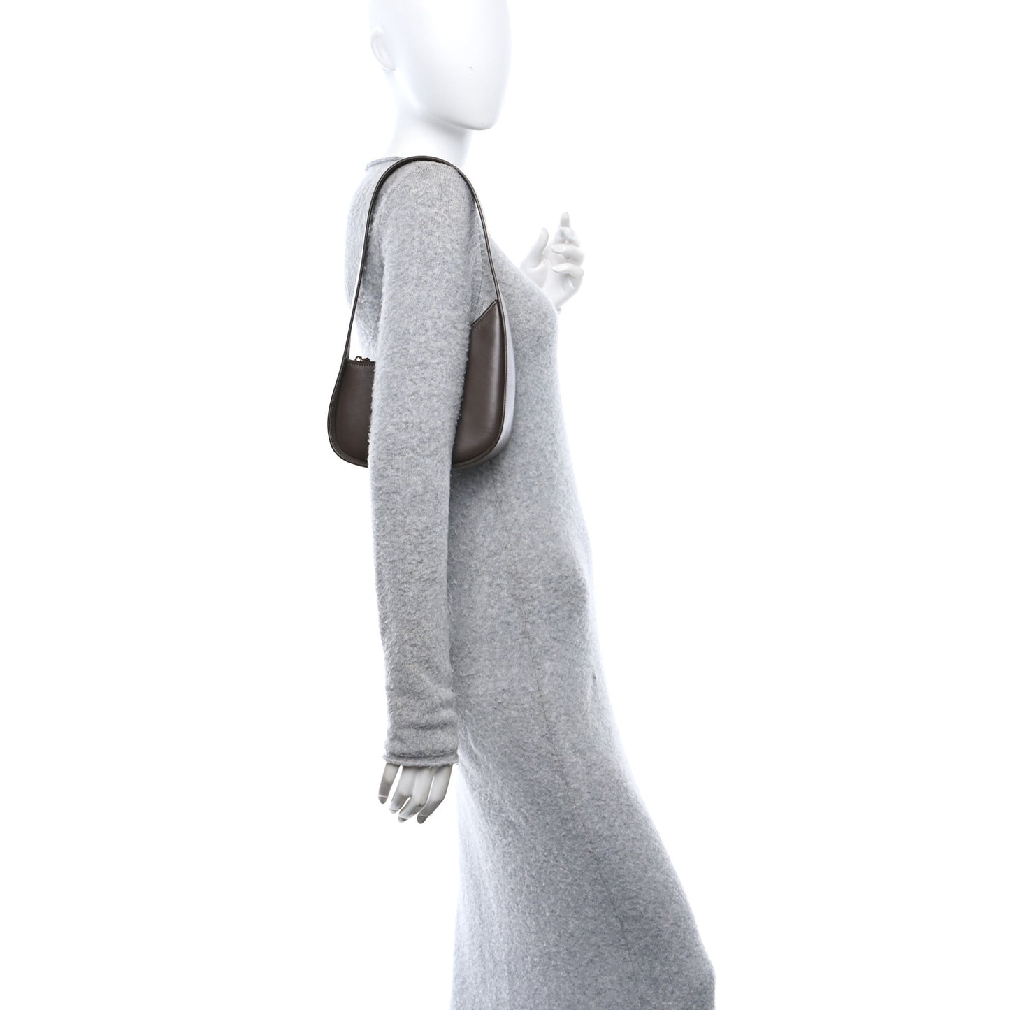 Smooth Calfskin Half Moon Shoulder Bag Brown