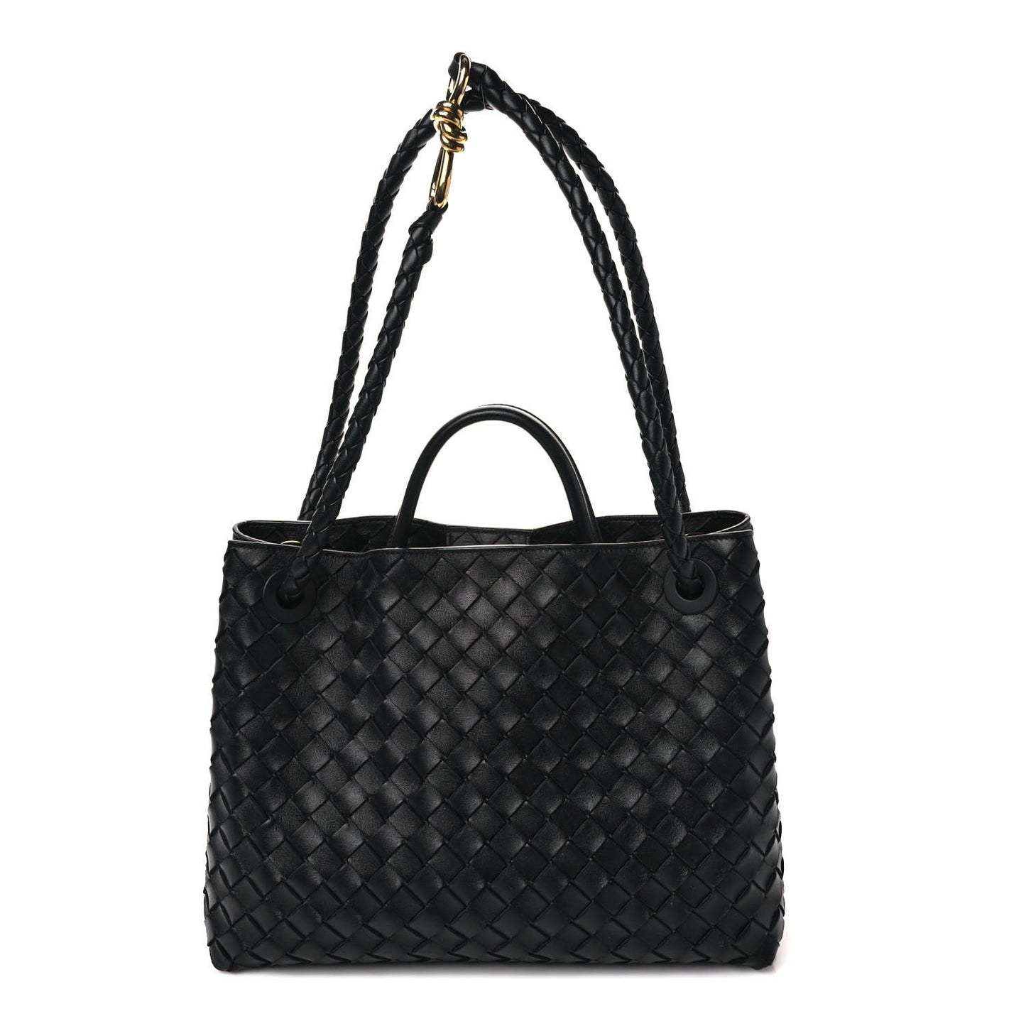 Nappa Intrecciato Medium Andiamo Shoulder Bag Black