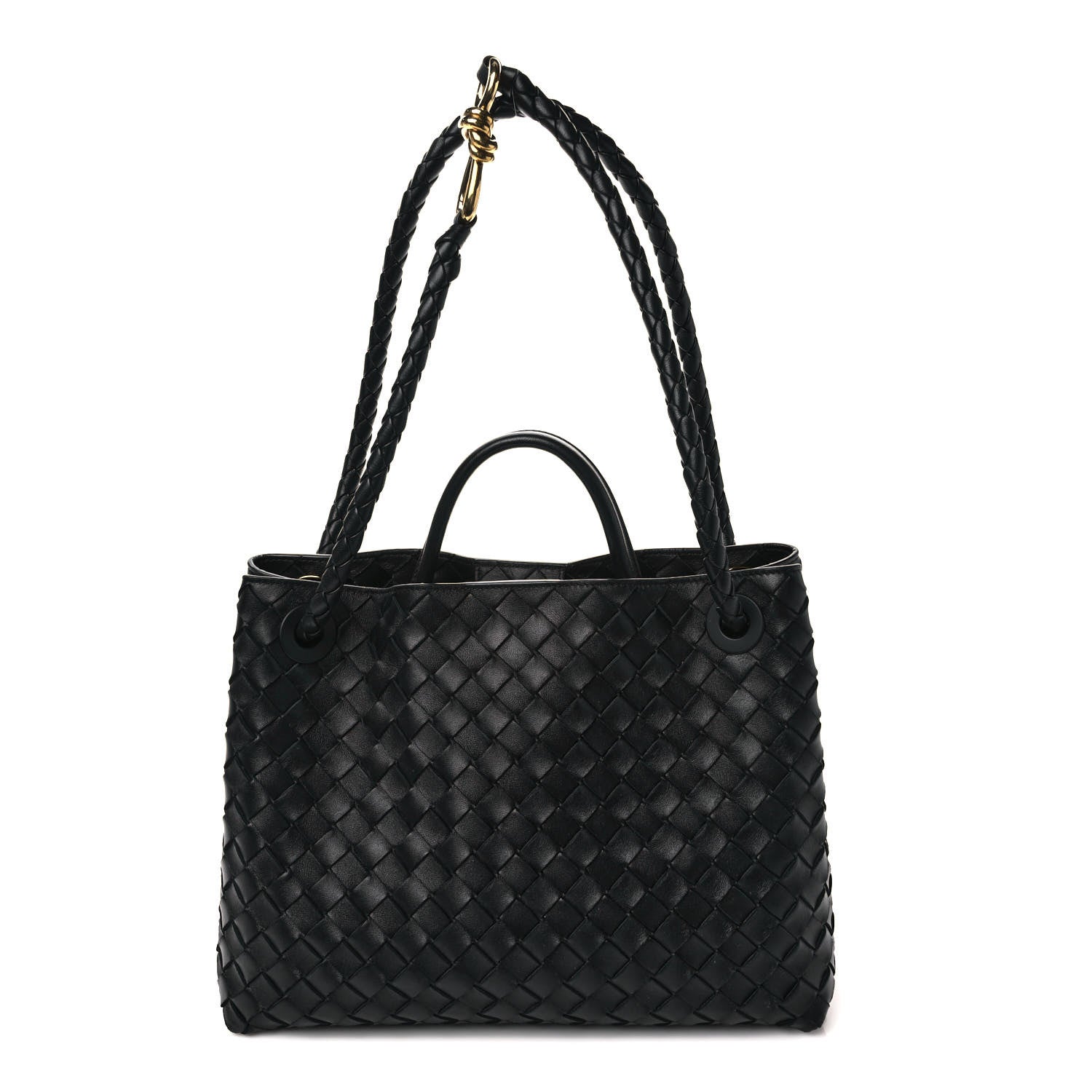 Bottega Veneta Nappa Intrecciato Medium Andiamo Shoulder Bag Black 1 of 8