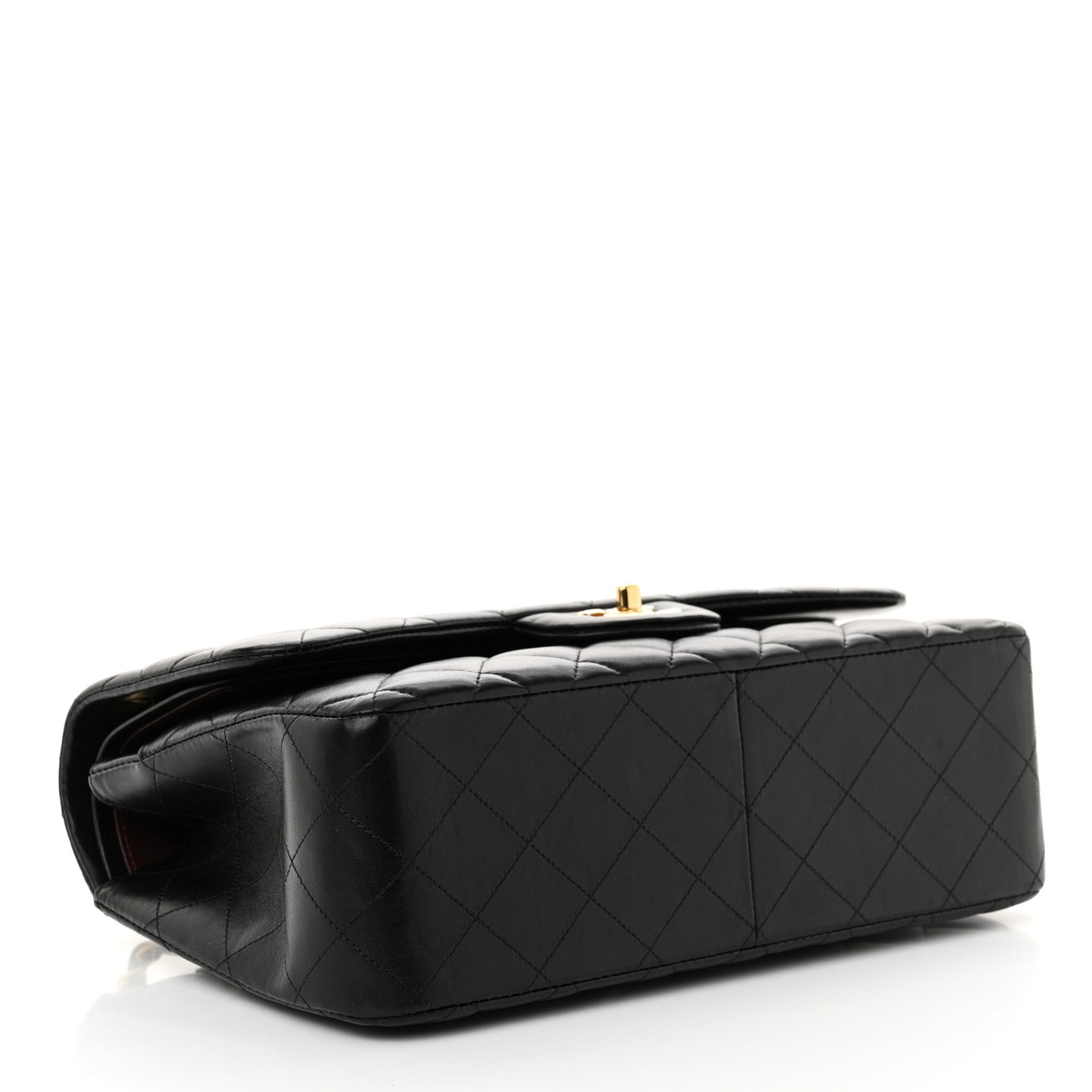 Lambskin Quilted Jumbo Double Flap Black