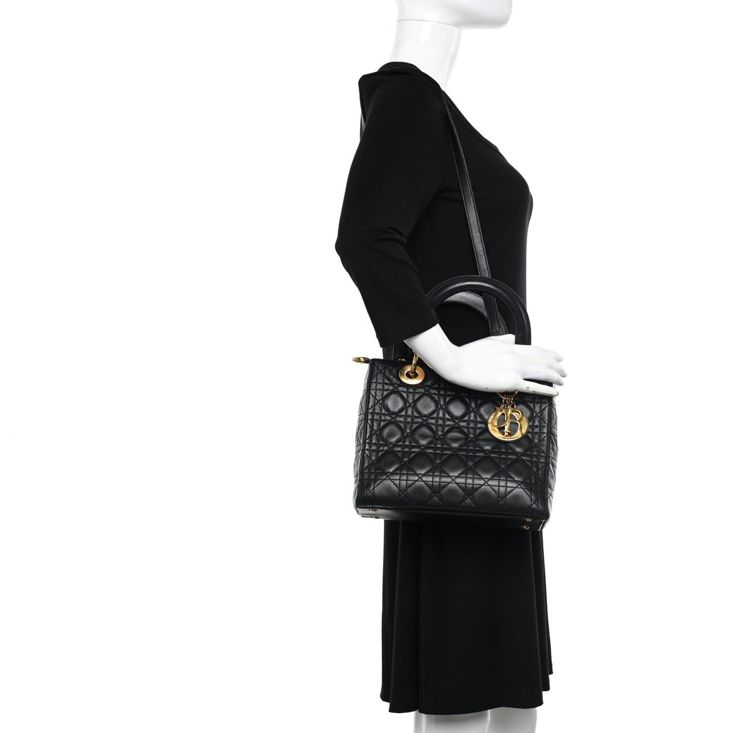 Lambskin Cannage Medium Lady Dior Black