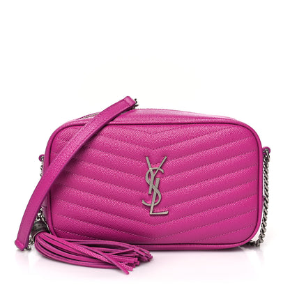 Saint Laurent Grain De Poudre Matelasse Monogram Mini Lou Camera Bag Bright Pink 1 of 10
