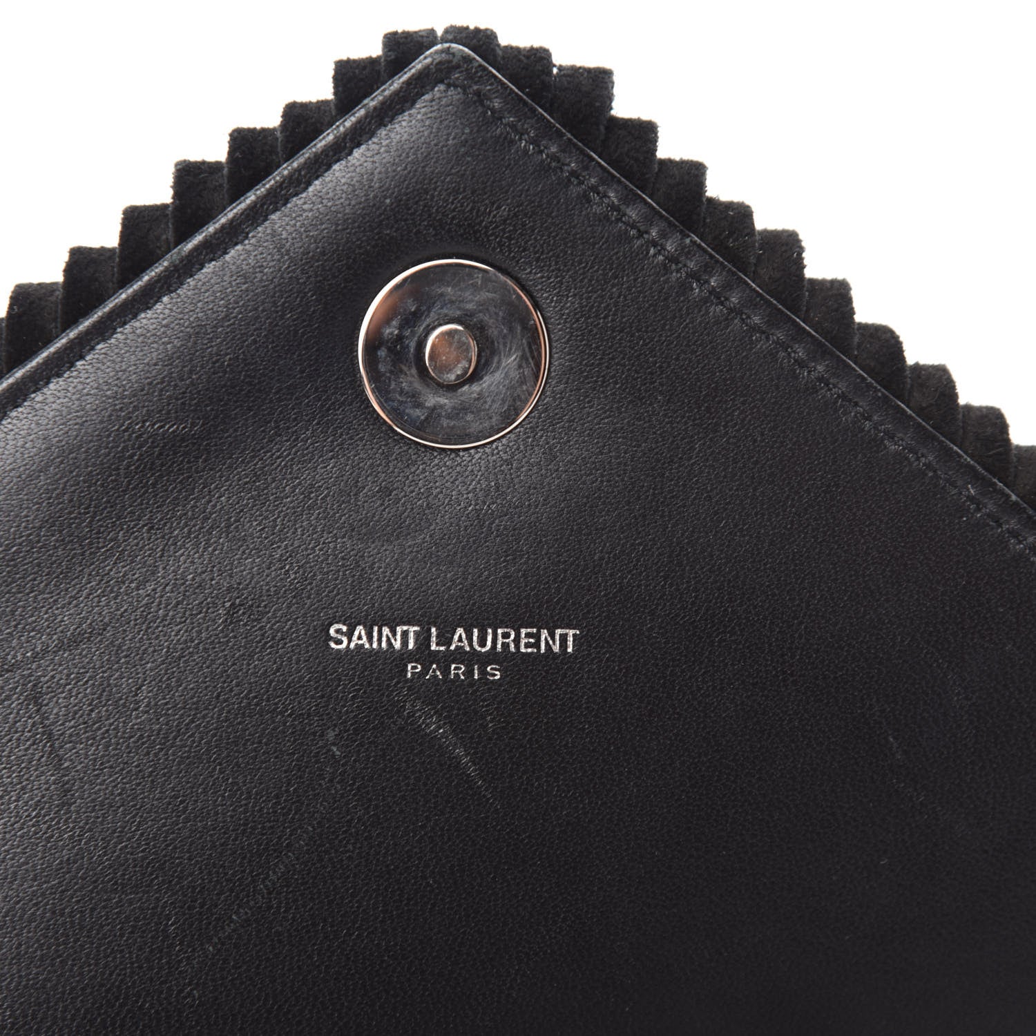 Saint Laurent Suede Matelasse Chevron Fringe Monogram Medium College Bag Black 9 of 11