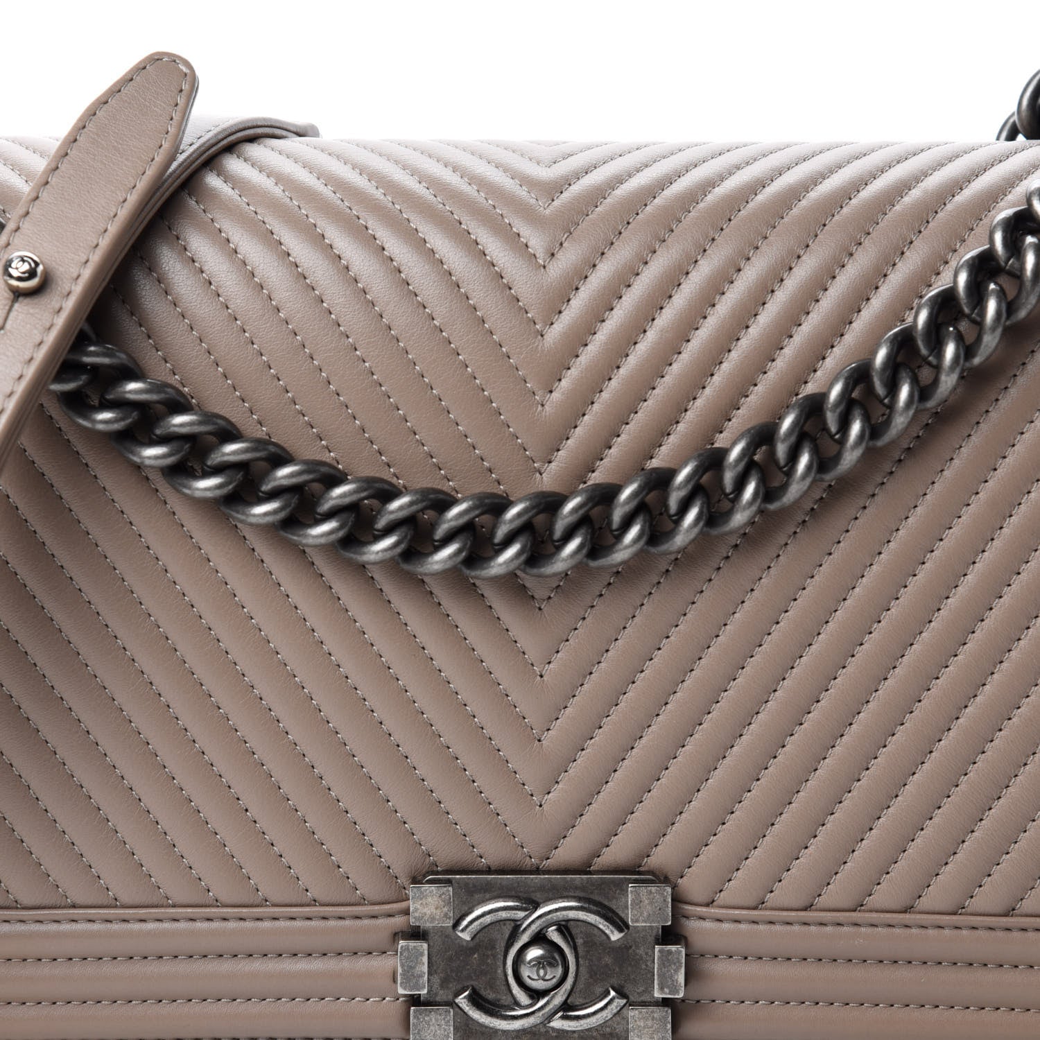 Chanel Calfskin Chevron Quilted New Medium Boy Flap Taupe 11 of 11
